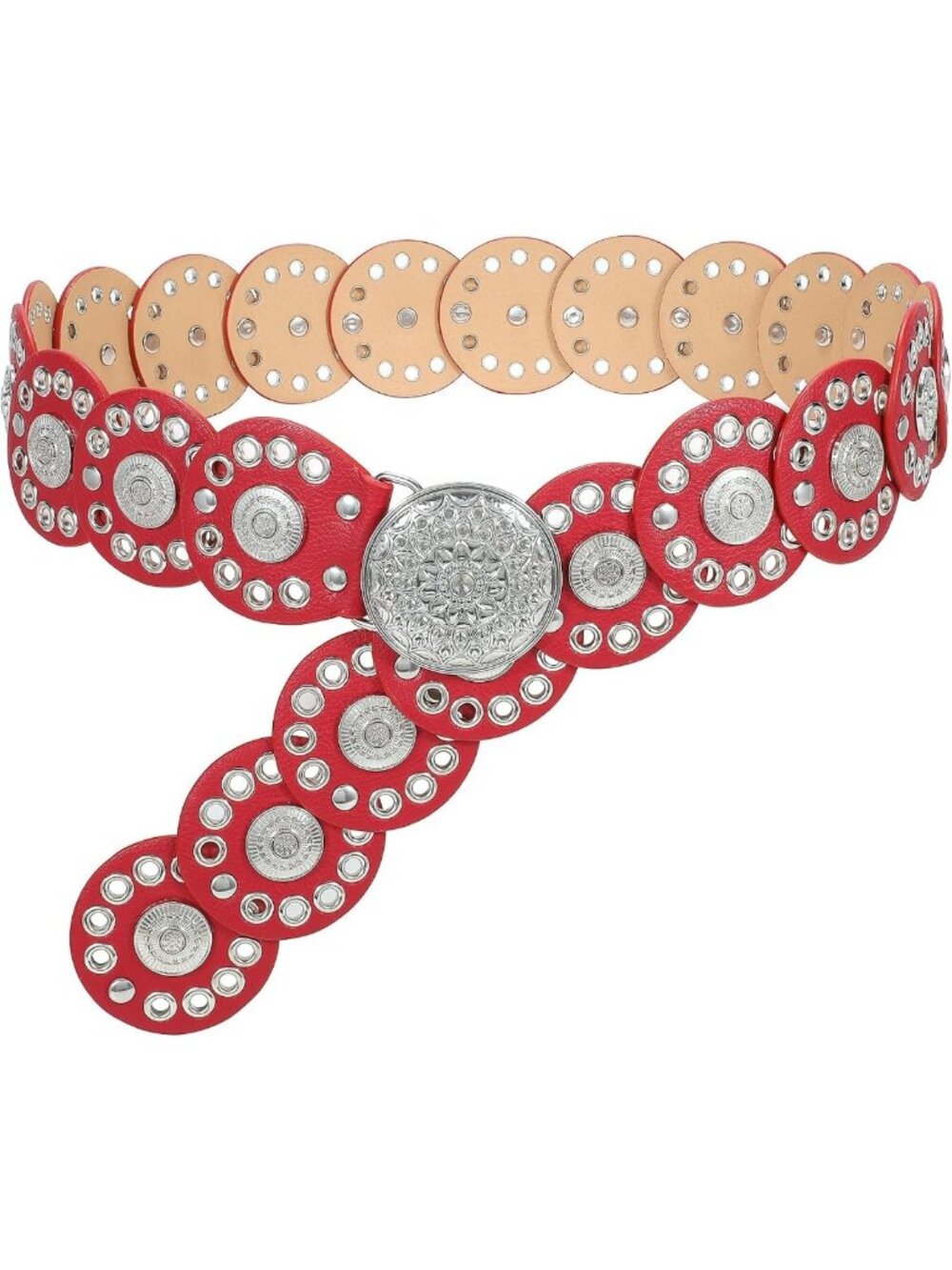 Vintage Western Concho Leather Belt for Women | Boho Waist Belt for Dress
